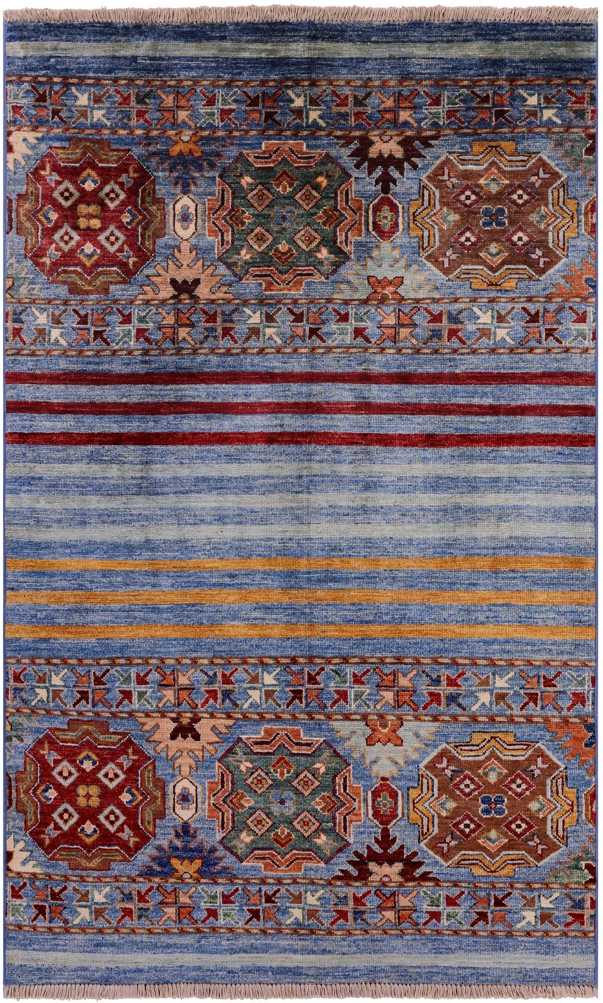 Khorjin Persian Gabbeh Hand Knotted Wool Rug - 3' 3" X 5' 4" - Golden Nile