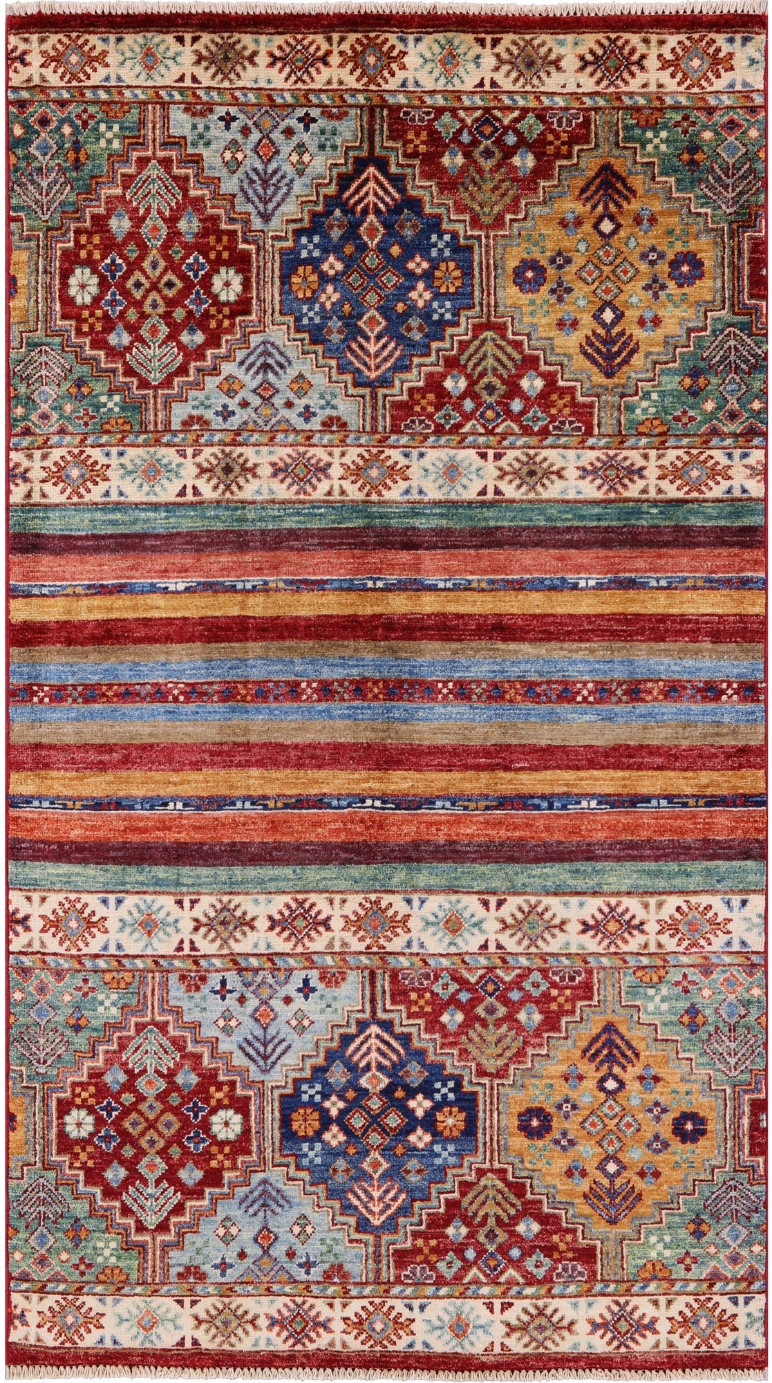 Khorjin Persian Gabbeh Handmade Wool Rug - 3' 0" X 5' 3" - Golden Nile