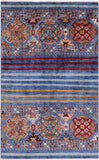 Blue Khorjin Persian Gabbeh Hand Knotted Wool Rug - 3' 3" X 5' 3" - Golden Nile
