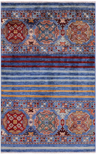 Khorjin Persian Gabbeh Hand Knotted Wool Rug - 3' 3" X 5' 2" - Golden Nile
