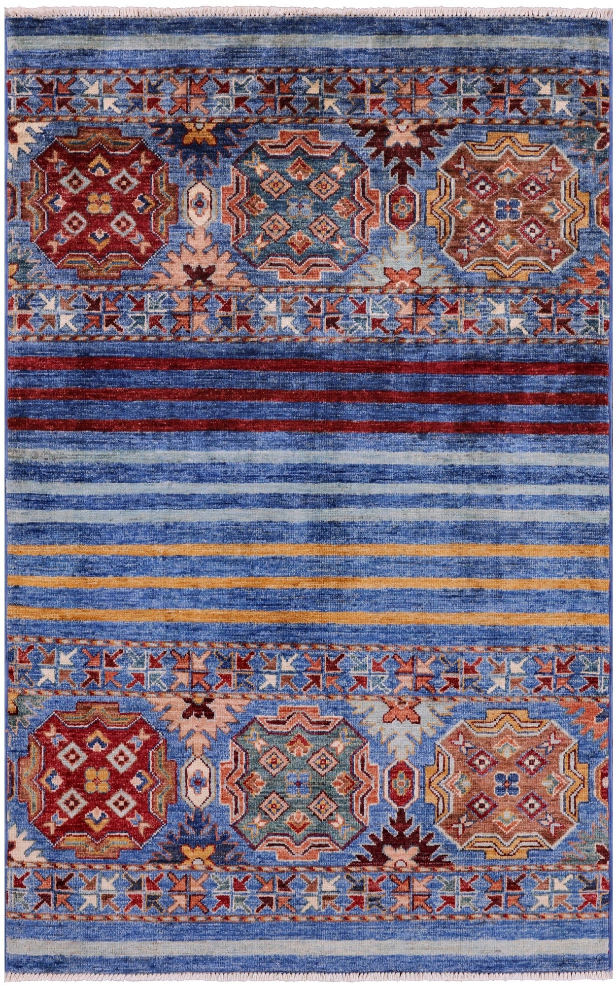 Khorjin Persian Gabbeh Hand Knotted Wool Rug - 3' 3" X 5' 2" - Golden Nile