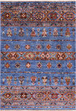 Blue Khorjin Persian Gabbeh Hand Knotted Wool Rug - 2' 10" X 4' 0" - Golden Nile