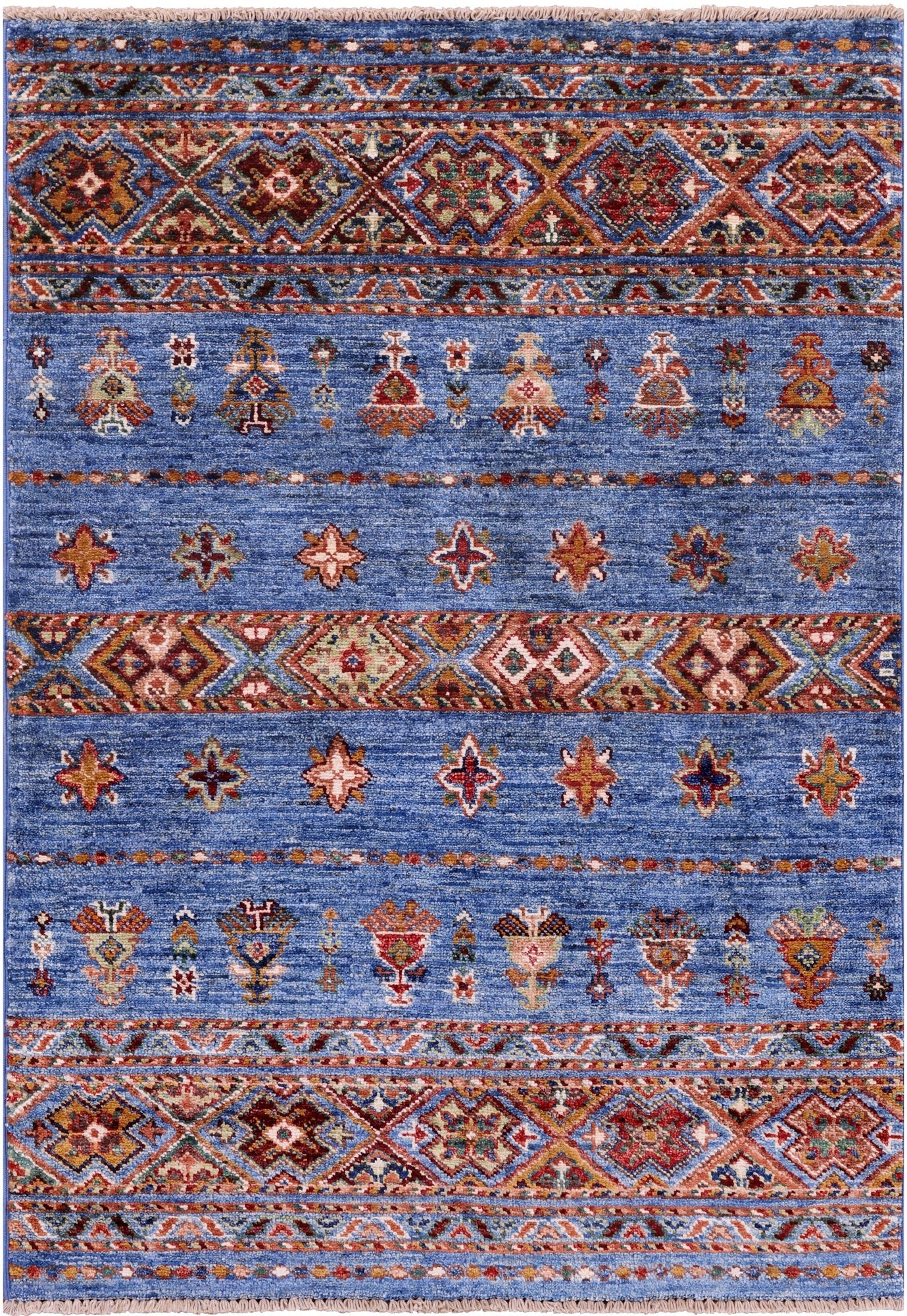 Blue Khorjin Persian Gabbeh Hand Knotted Wool Rug - 2' 10" X 4' 0" - Golden Nile