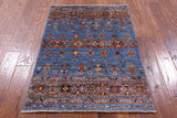 Blue Khorjin Persian Gabbeh Hand Knotted Wool Rug - 2' 10" X 4' 0" - Golden Nile