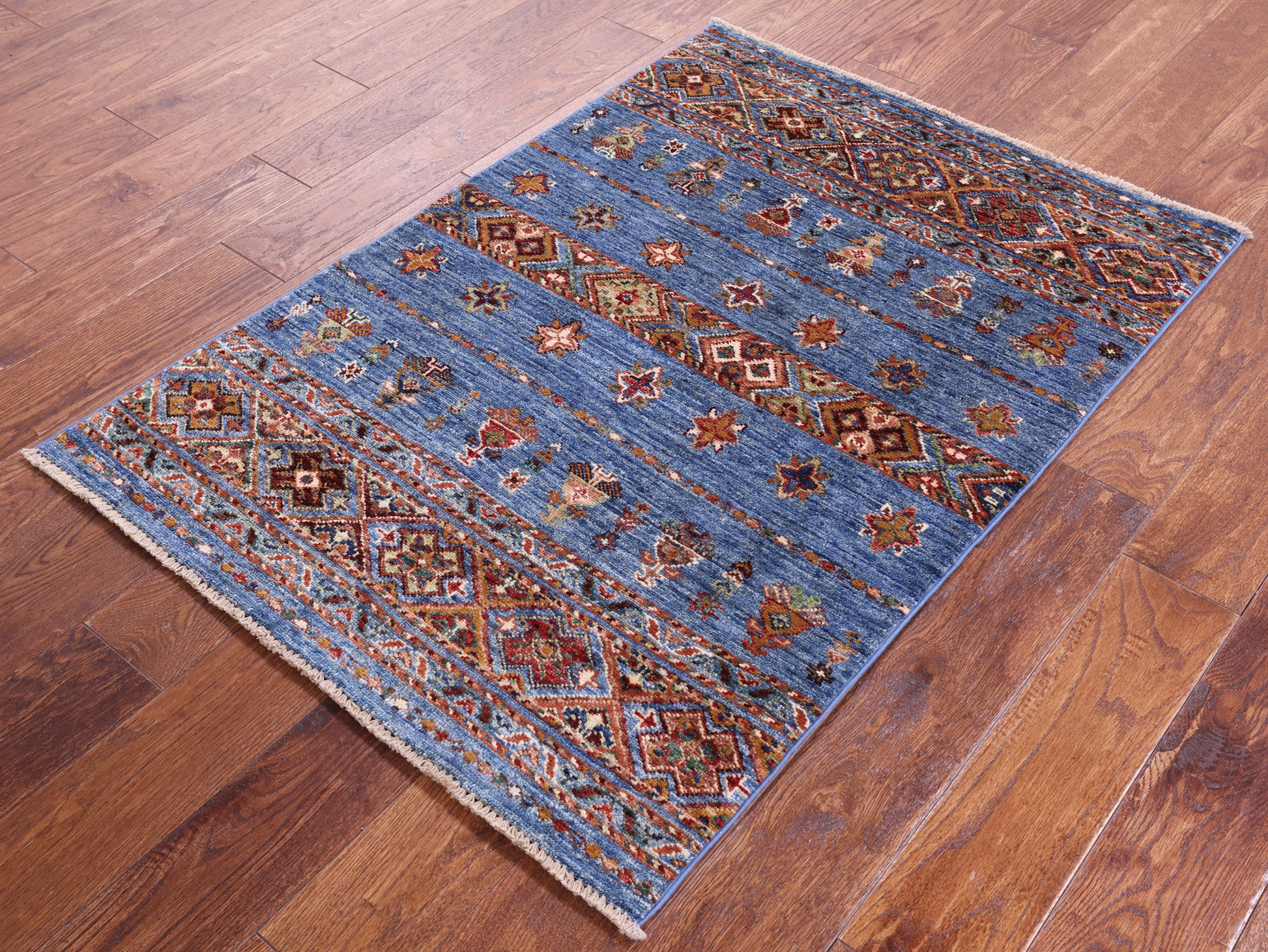 Blue Khorjin Persian Gabbeh Hand Knotted Wool Rug - 2' 10" X 4' 0" - Golden Nile