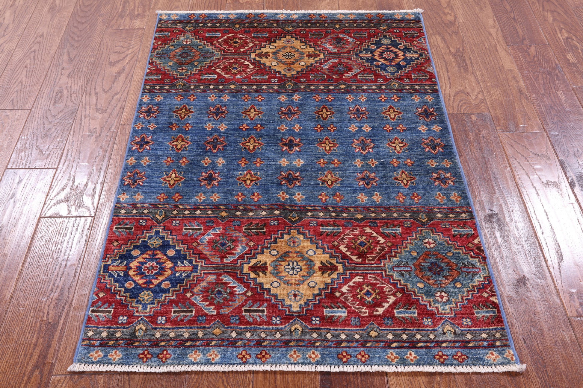 Blue Khorjin Persian Gabbeh Hand Knotted Wool Rug - 2' 9" X 4' 0" - Golden Nile