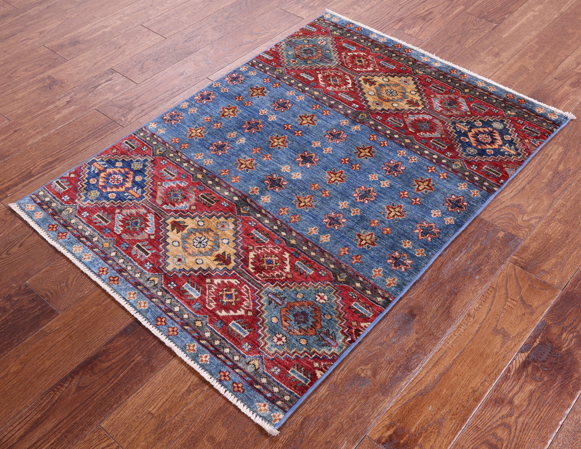 Blue Khorjin Persian Gabbeh Hand Knotted Wool Rug - 2' 9" X 4' 0" - Golden Nile