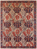 Ivory Persian Fine Serapi Hand Knotted Wool Rug - 8' 10" X 11' 6" - Golden Nile