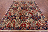 Ivory Persian Fine Serapi Hand Knotted Wool Rug - 8' 10" X 11' 6" - Golden Nile