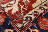 Ivory Persian Fine Serapi Hand Knotted Wool Rug - 8' 10" X 11' 6" - Golden Nile