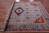 Blue Persian Fine Serapi Hand Knotted Wool Rug - 8' 2" X 9' 11" - Golden Nile