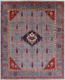 Blue Persian Fine Serapi Hand Knotted Wool Rug - 8' 2" X 9' 11" - Golden Nile