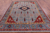 Blue Persian Fine Serapi Hand Knotted Wool Rug - 8' 2" X 9' 11" - Golden Nile