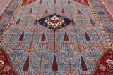 Blue Persian Fine Serapi Hand Knotted Wool Rug - 8' 2" X 9' 11" - Golden Nile