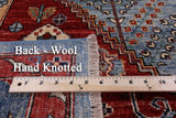 Blue Persian Fine Serapi Hand Knotted Wool Rug - 8' 2" X 9' 11" - Golden Nile