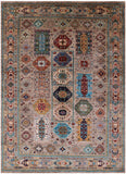 Turkmen Ersari Hand Knotted Wool Rug - 6' 9" X 9' 6" - Golden Nile