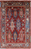 Red Persian Fine Serapi Hand Knotted Wool Rug - 6' 8" X 10' 2" - Golden Nile
