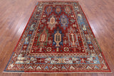 Red Persian Fine Serapi Hand Knotted Wool Rug - 6' 8" X 10' 2" - Golden Nile