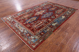 Red Persian Fine Serapi Hand Knotted Wool Rug - 6' 8" X 10' 2" - Golden Nile