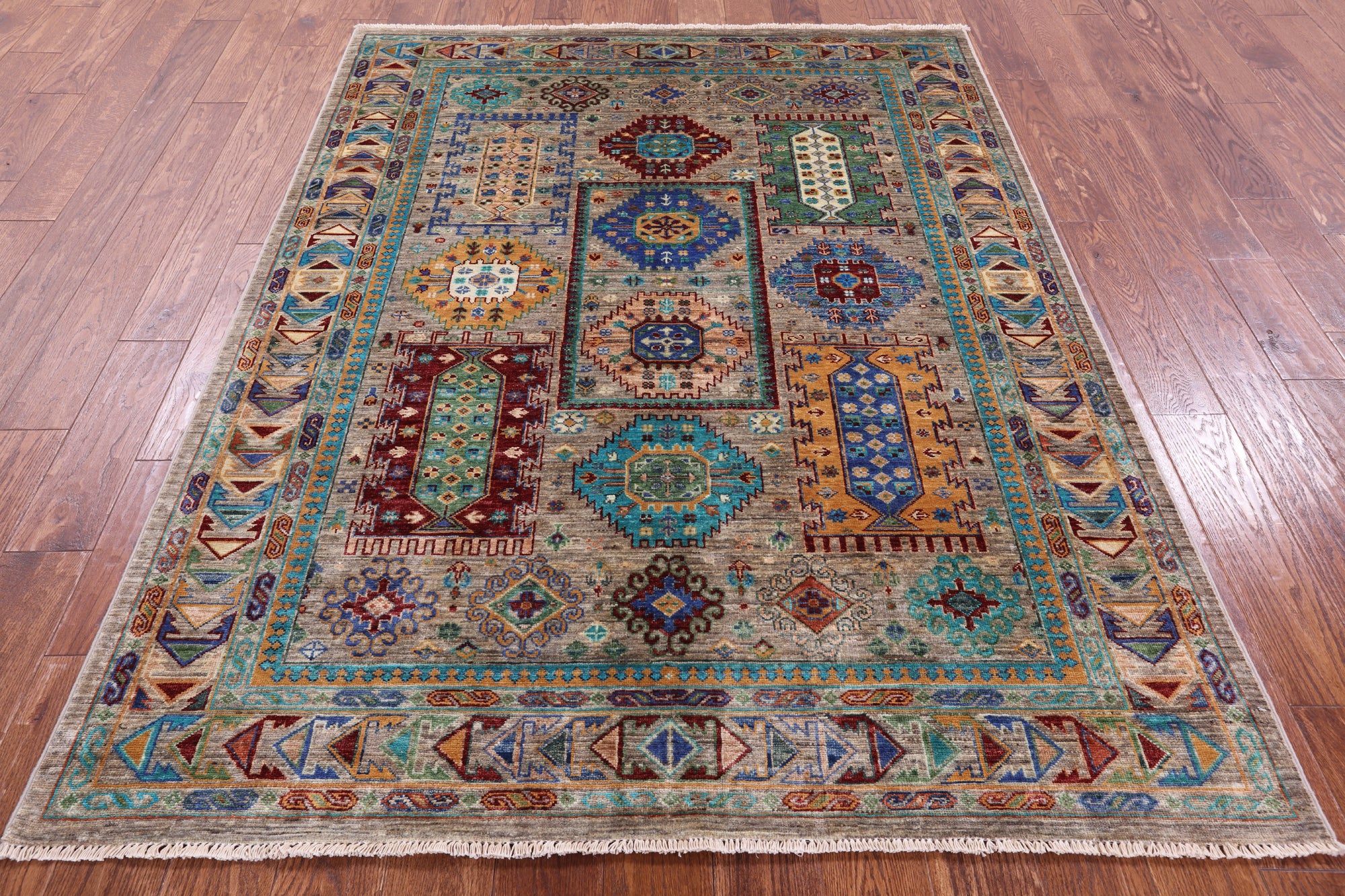 Turkmen Ersari Hand Knotted Wool Rug - 5' 2" X 6' 10" - Golden Nile