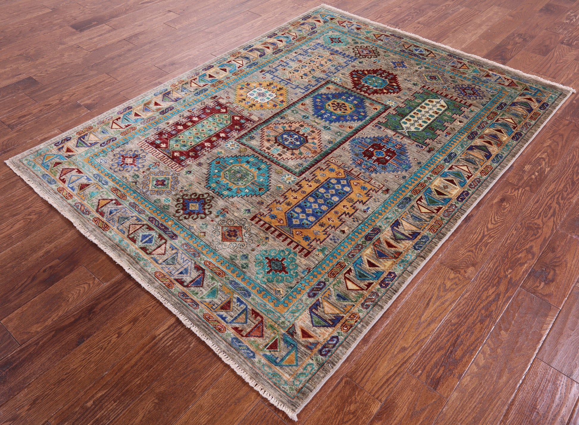 Turkmen Ersari Hand Knotted Wool Rug - 5' 2" X 6' 10" - Golden Nile