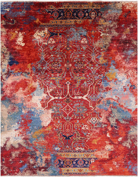 Persian Fine Serapi Hand Knotted Wool Rug - 7' 11" X 9' 9" - Golden Nile