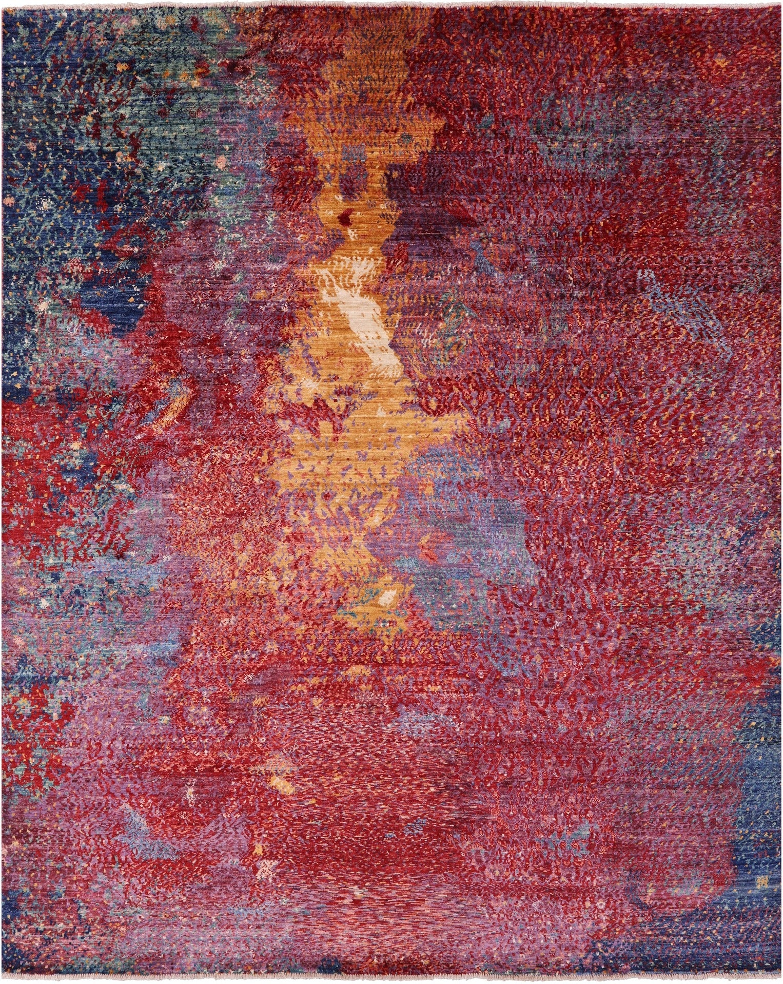 Abstract Modern Hand Knotted Wool Rug - 8' 0" X 9' 10" - Golden Nile