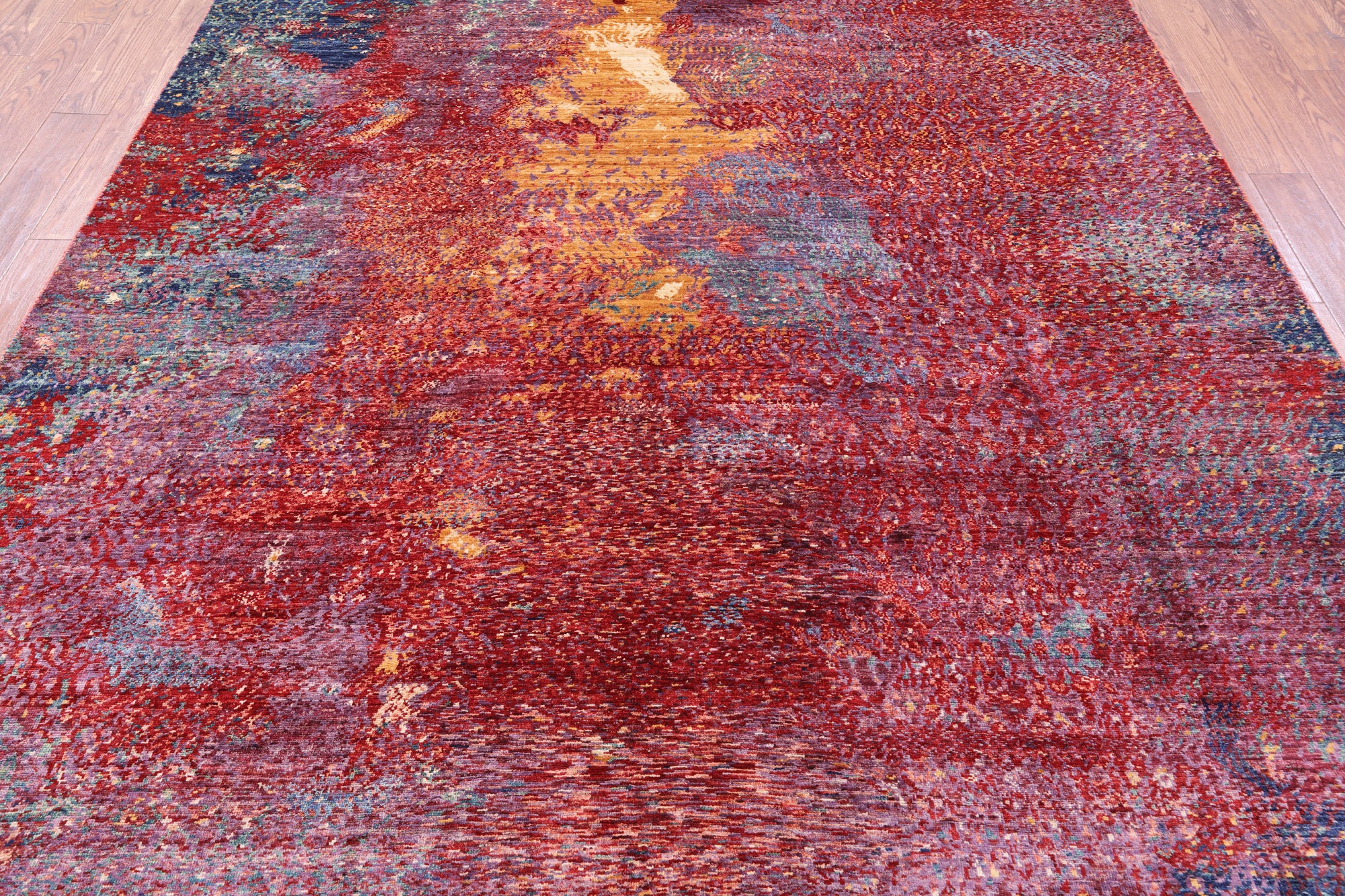 Abstract Modern Hand Knotted Wool Rug - 8' 0" X 9' 10" - Golden Nile