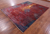 Abstract Modern Hand Knotted Wool Rug - 8' 0" X 9' 10" - Golden Nile