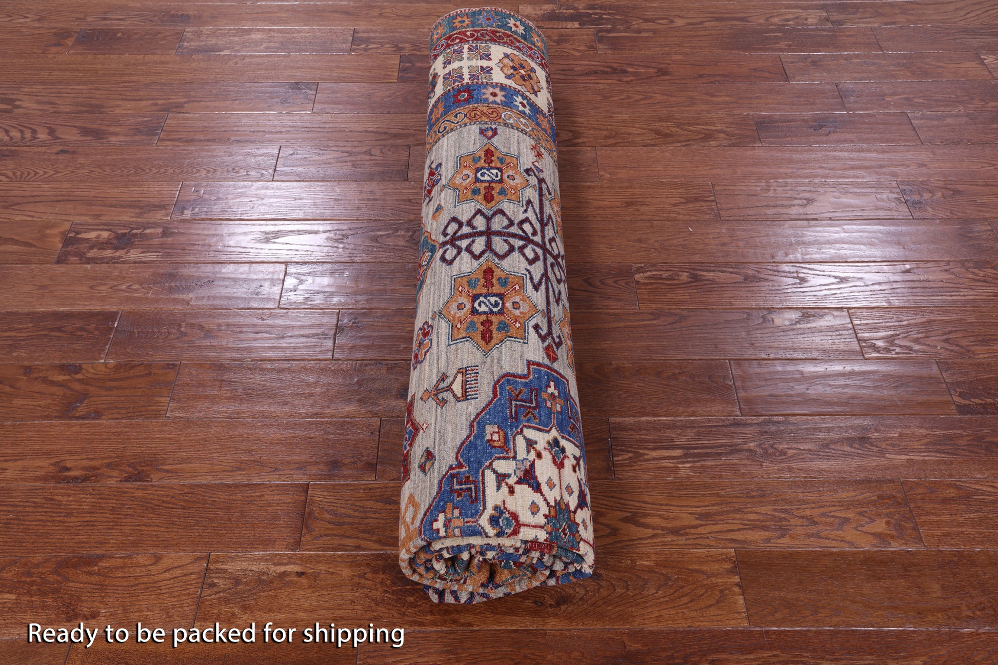 Super Kazak Hand Knotted Wool Rug - 9' 0" X 12' 1" - Golden Nile