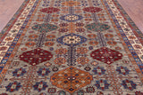 Super Kazak Hand Knotted Wool Rug - 9' 0" X 12' 1" - Golden Nile