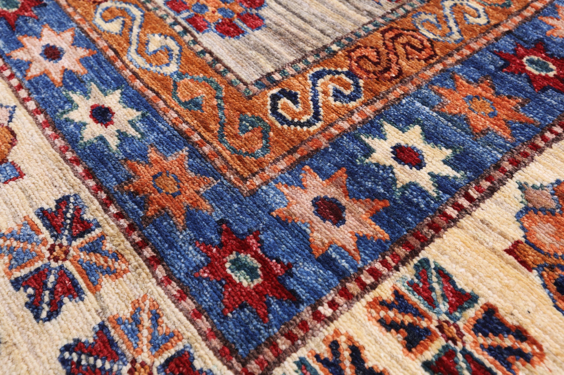 Super Kazak Hand Knotted Wool Rug - 9' 0" X 12' 1" - Golden Nile