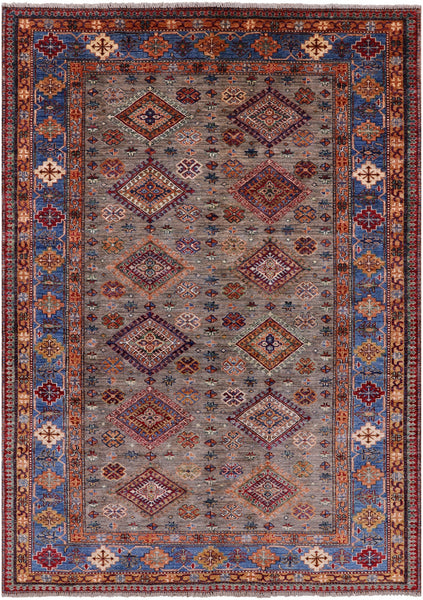 Super Kazak Hand Knotted Wool Rug - 5' 6" X 7' 10" - Golden Nile