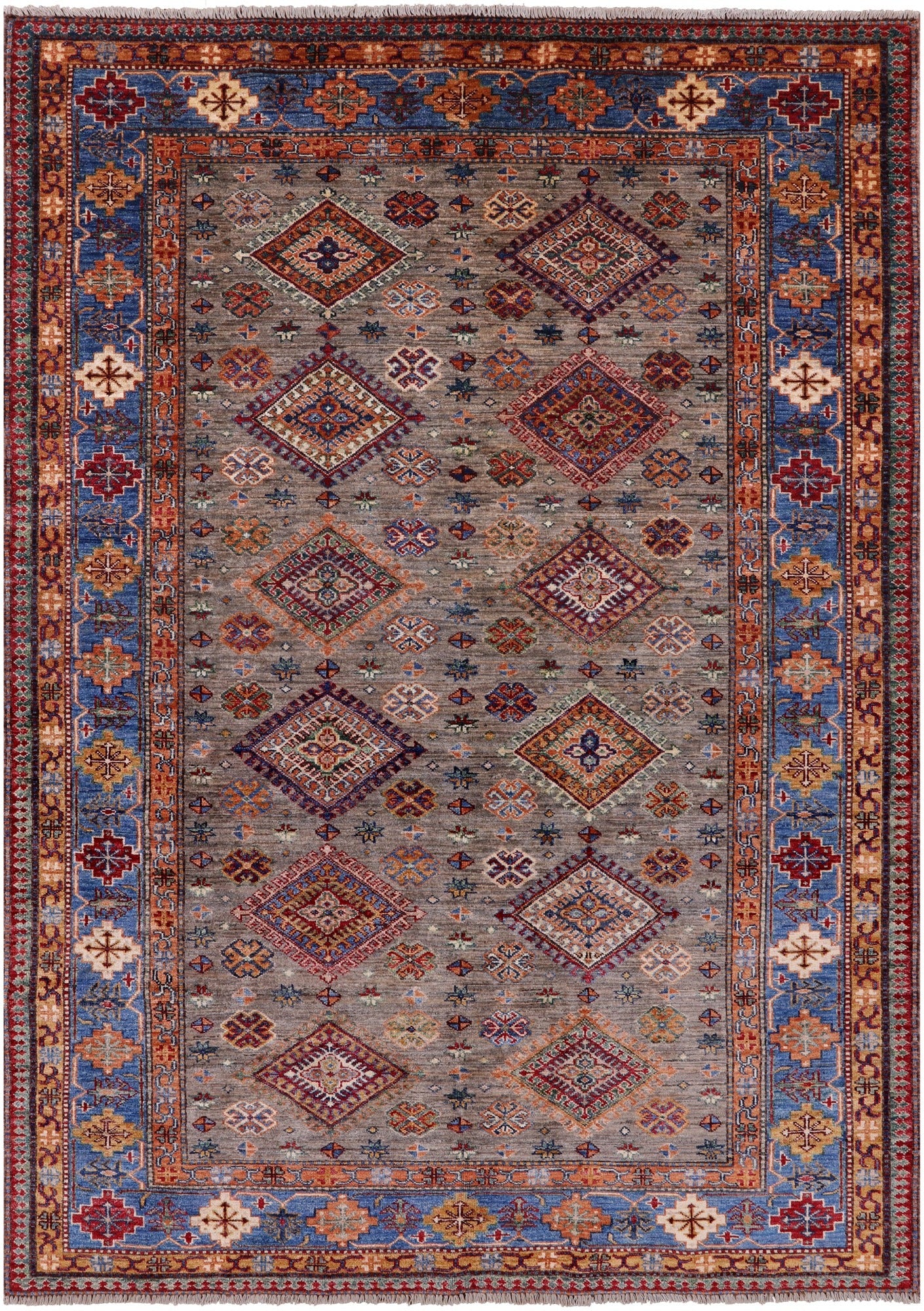 Super Kazak Hand Knotted Wool Rug - 5' 6" X 7' 10" - Golden Nile