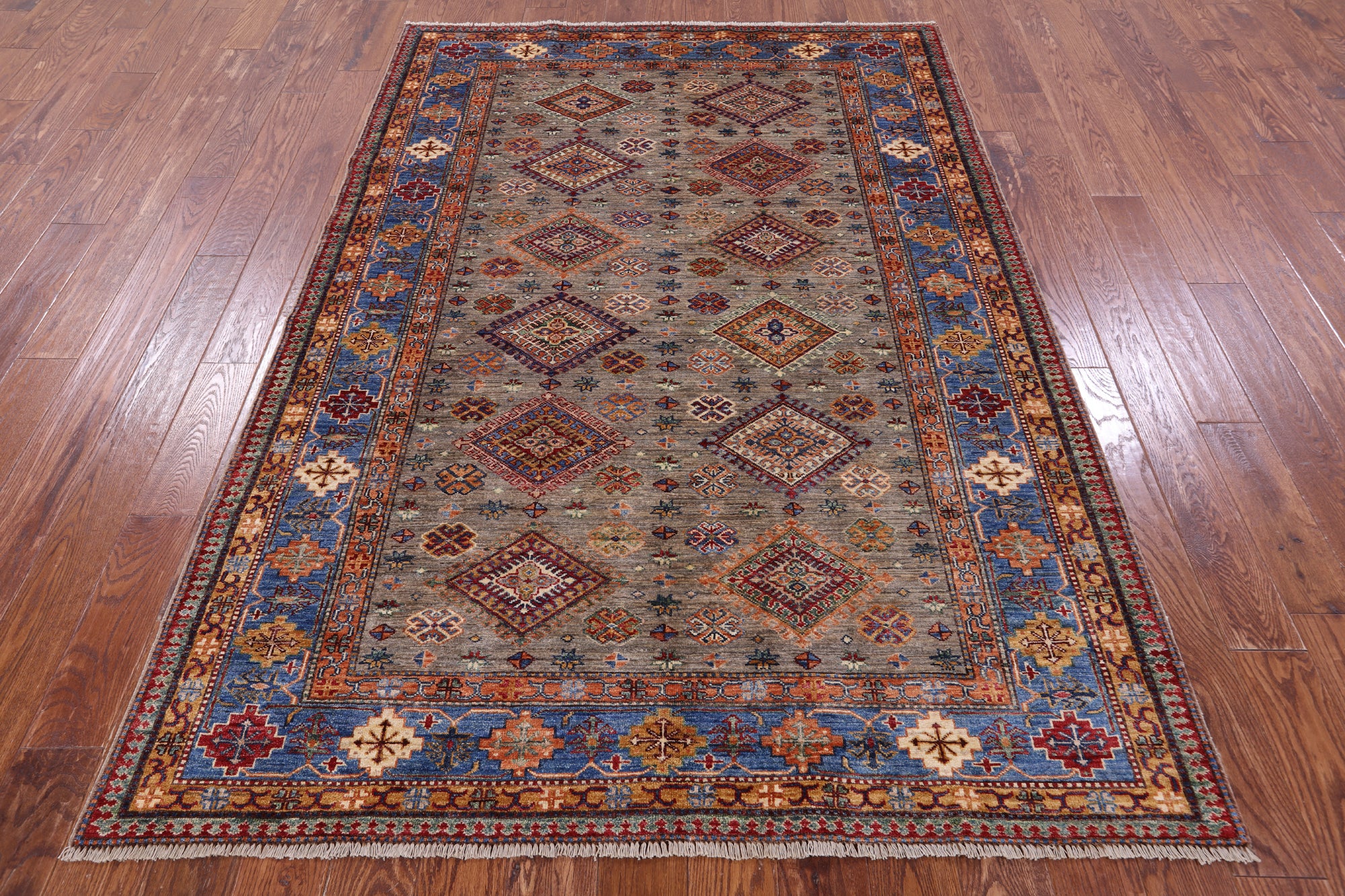 Super Kazak Hand Knotted Wool Rug - 5' 6" X 7' 10" - Golden Nile