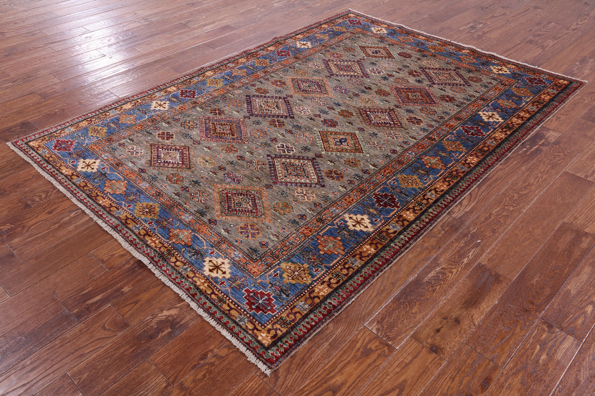Super Kazak Hand Knotted Wool Rug - 5' 6" X 7' 10" - Golden Nile