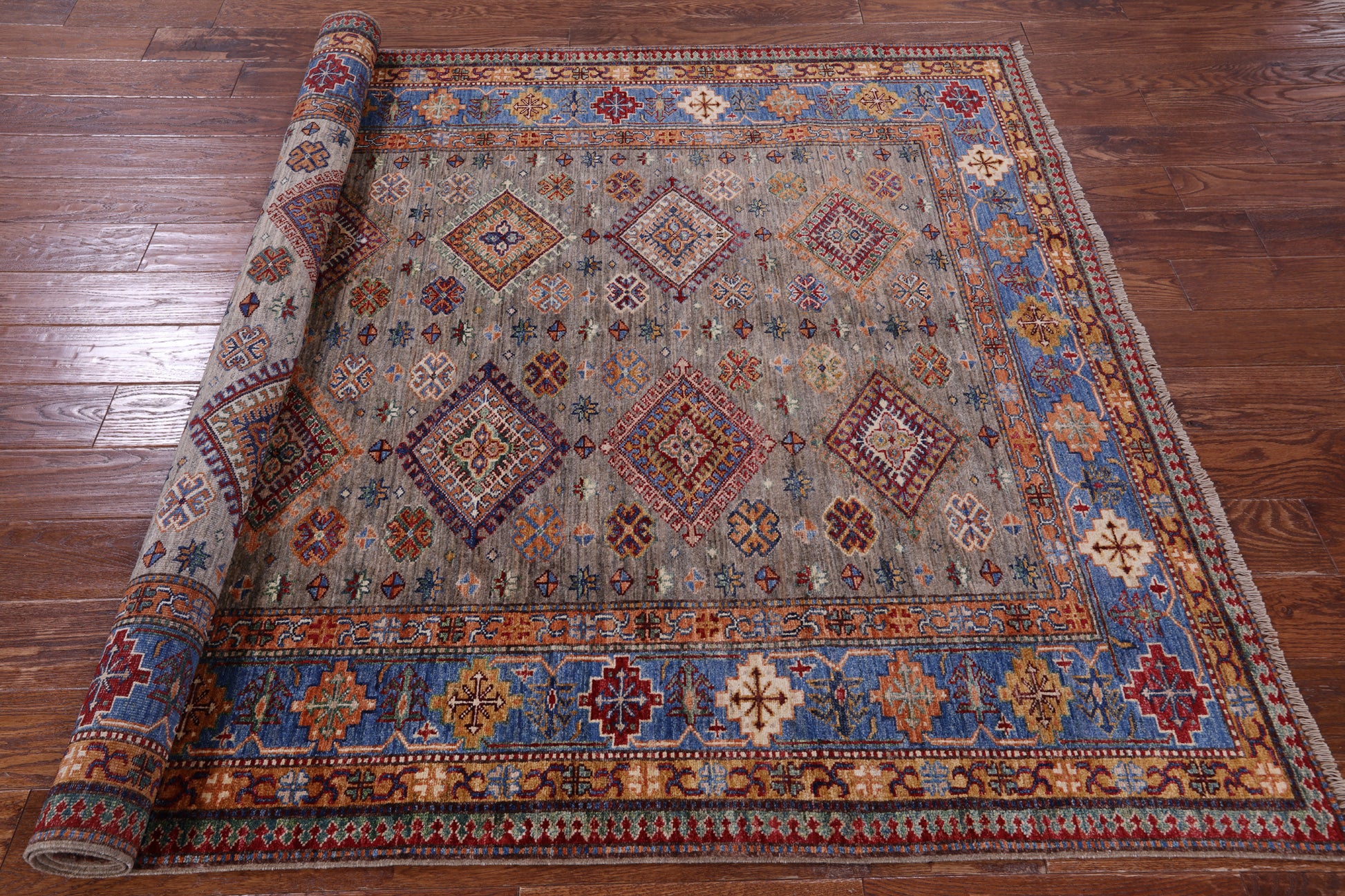 Super Kazak Hand Knotted Wool Rug - 5' 6" X 7' 10" - Golden Nile