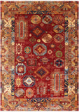 Red Turkmen Ersari Hand Knotted Wool Rug - 8' 2" X 11' 5" - Golden Nile