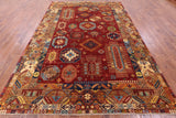 Red Turkmen Ersari Hand Knotted Wool Rug - 8' 2" X 11' 5" - Golden Nile