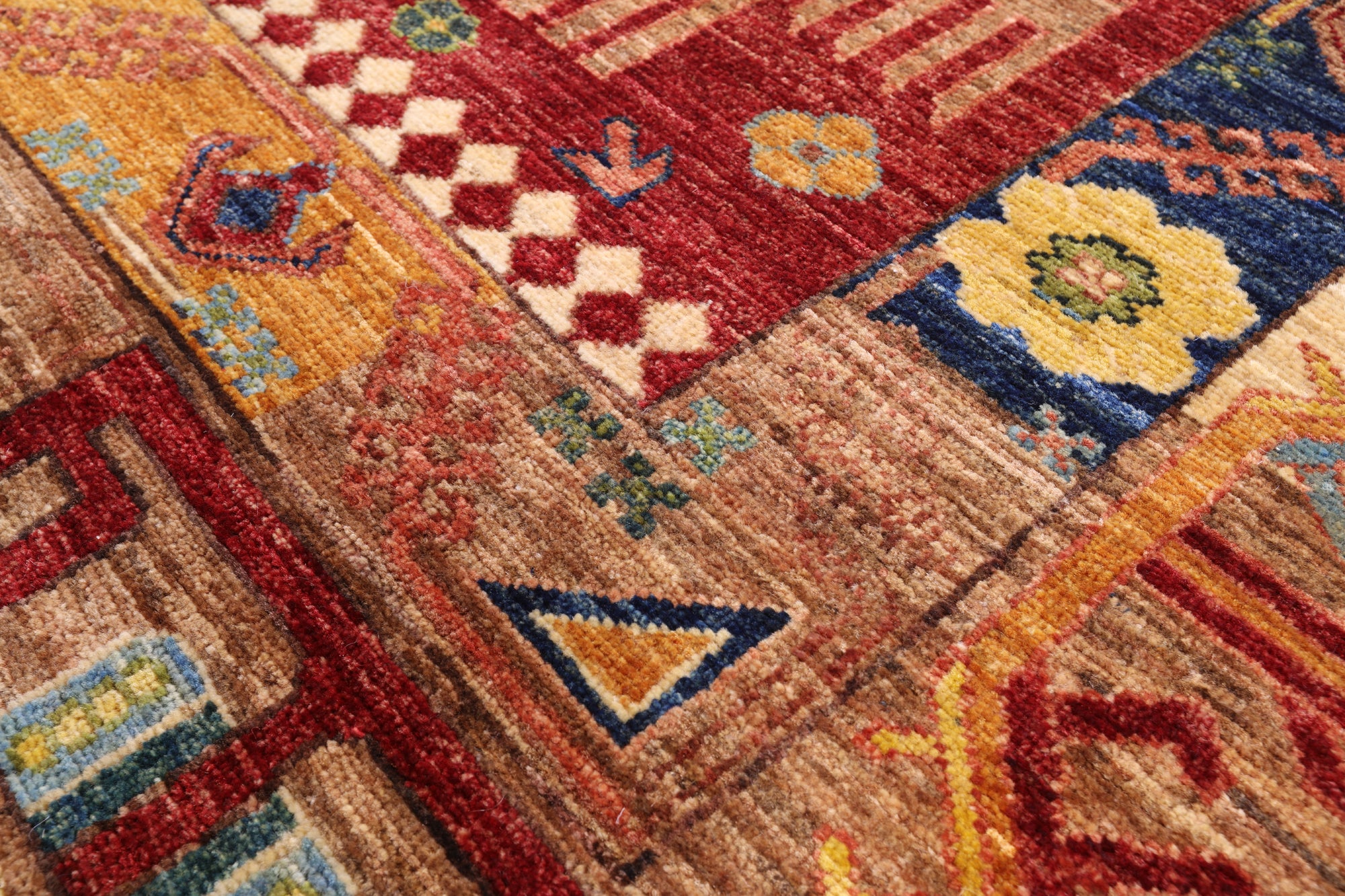 Red Turkmen Ersari Hand Knotted Wool Rug - 8' 2" X 11' 5" - Golden Nile