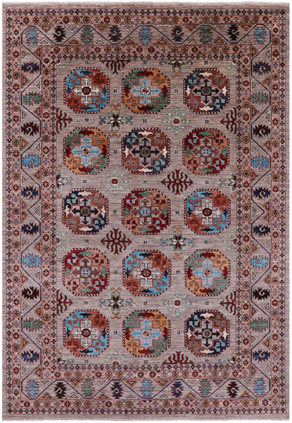 Turkmen Ersari Hand Knotted Wool Rug - 5' 7" X 8' 0" - Golden Nile