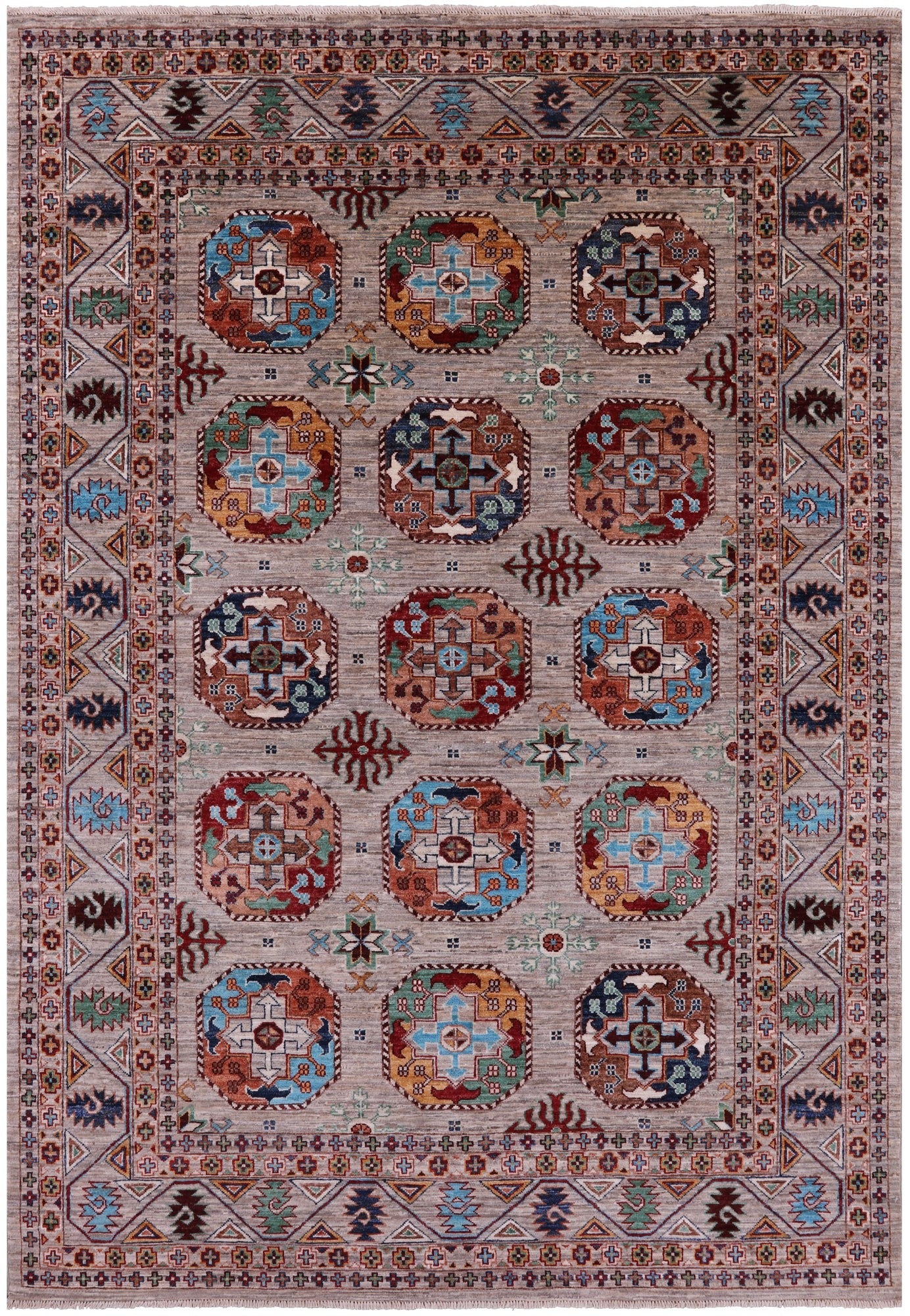 Turkmen Ersari Hand Knotted Wool Rug - 5' 7" X 8' 0" - Golden Nile