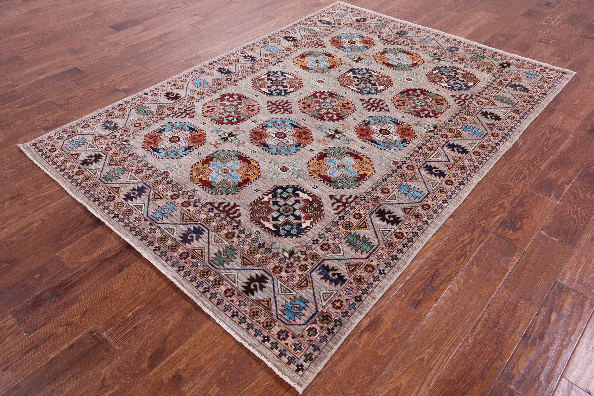 Turkmen Ersari Hand Knotted Wool Rug - 5' 7" X 8' 0" - Golden Nile