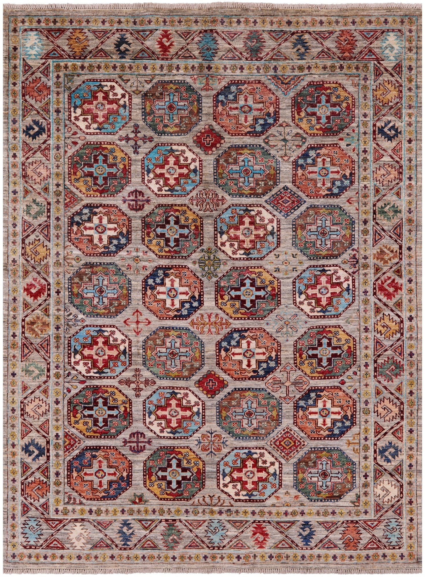 Turkmen Ersari Handmade Wool Rug - 4' 11" X 6' 7" - Golden Nile