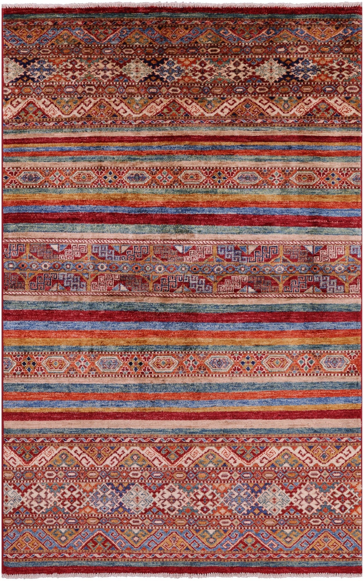 Khorjin Persian Gabbeh Hand Knotted Wool Rug - 3' 9" X 5' 11" - Golden Nile