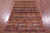 Khorjin Persian Gabbeh Hand Knotted Wool Rug - 3' 9" X 5' 11" - Golden Nile