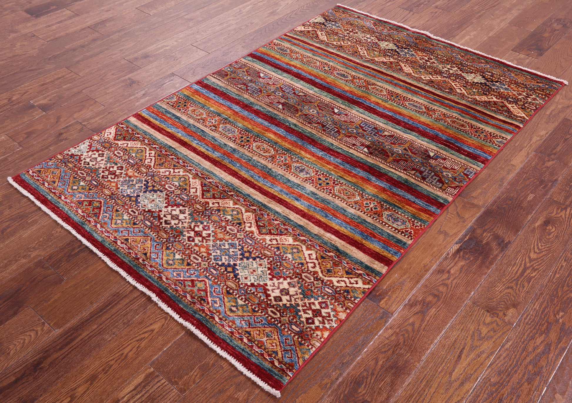 Khorjin Persian Gabbeh Hand Knotted Wool Rug - 3' 9" X 5' 11" - Golden Nile