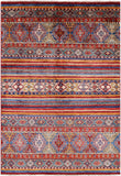 Khorjin Persian Gabbeh Hand Knotted Wool Rug - 4' 0" X 5' 10" - Golden Nile