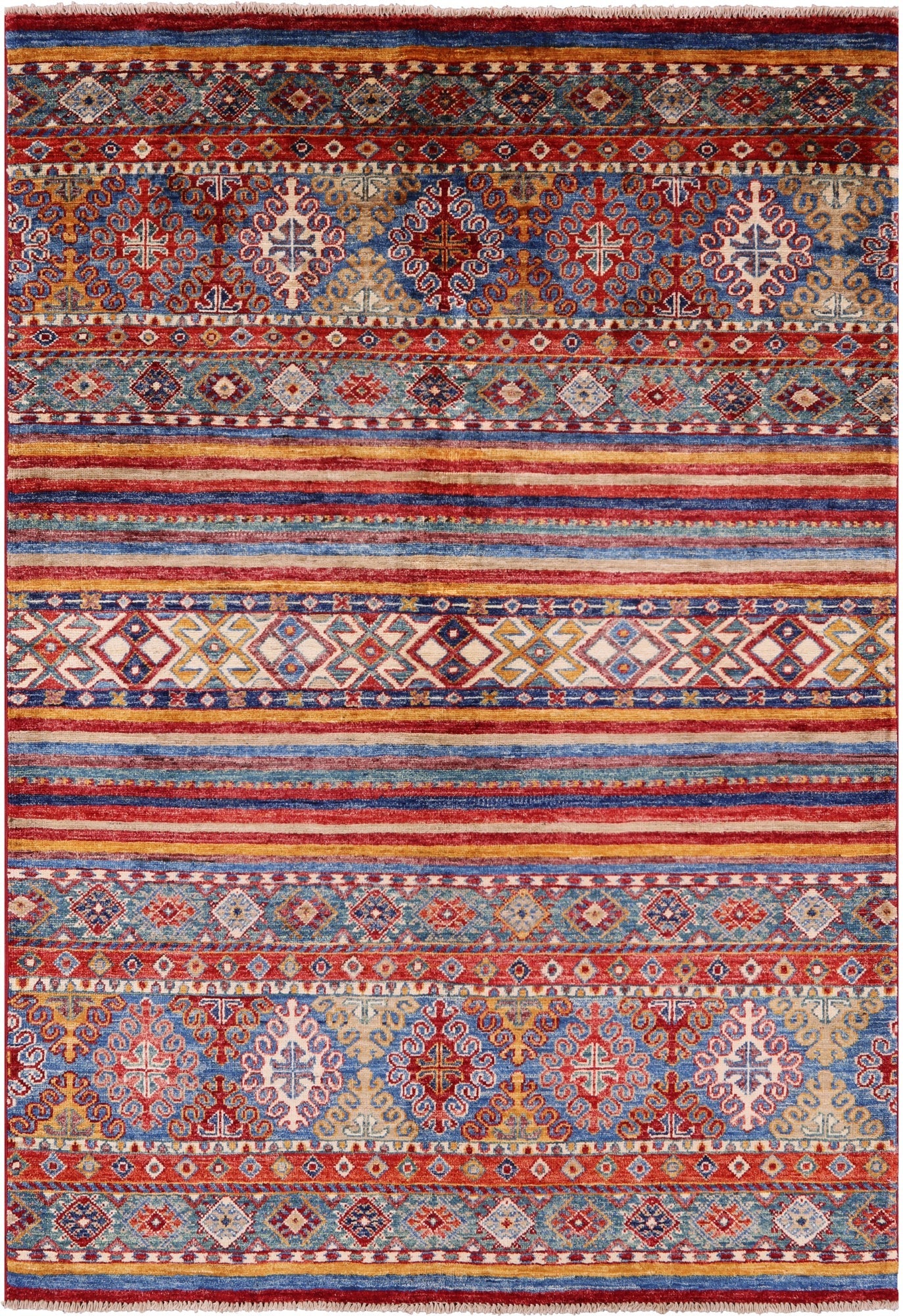 Khorjin Persian Gabbeh Hand Knotted Wool Rug - 4' 0" X 5' 10" - Golden Nile