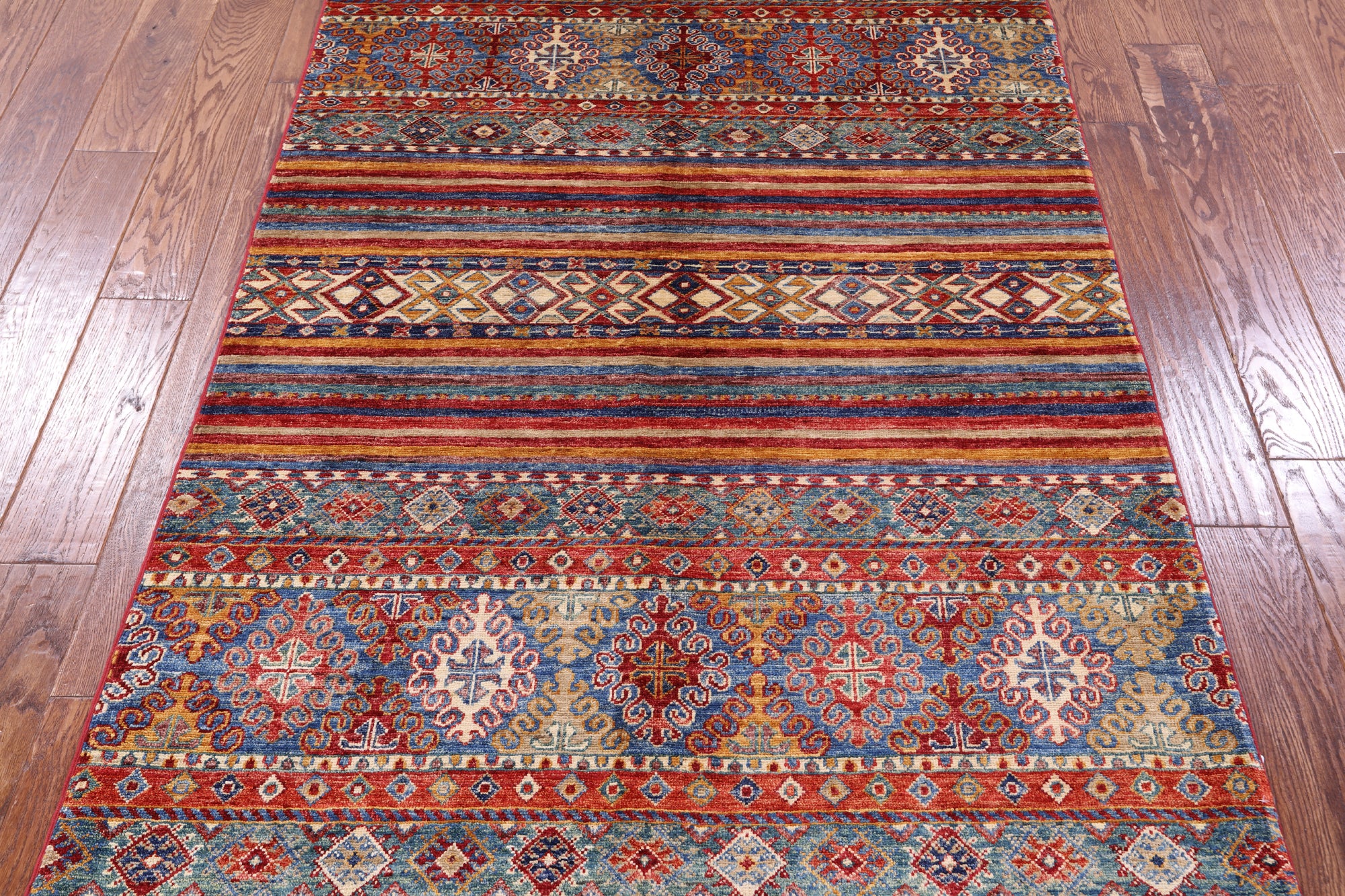 Khorjin Persian Gabbeh Hand Knotted Wool Rug - 4' 0" X 5' 10" - Golden Nile